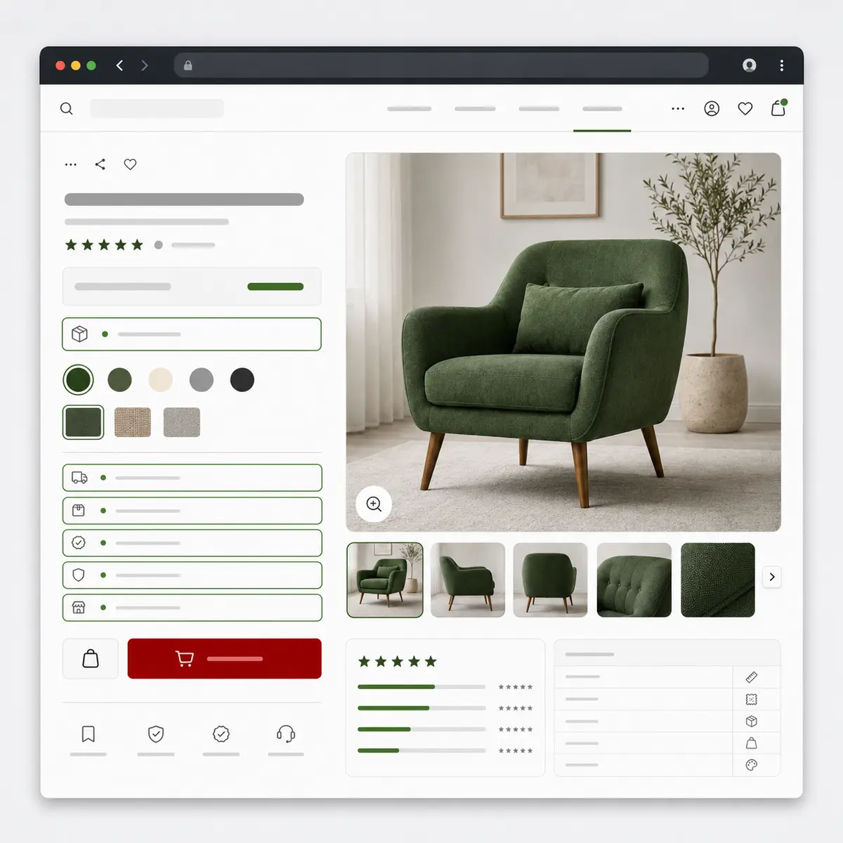 اجزای صفحه محصول برای جلب اعتماد مشتری